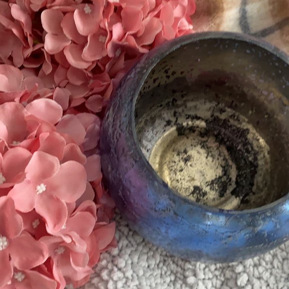 Blue/Black ombré glass crackle candle bowl - Picture 6 of 7